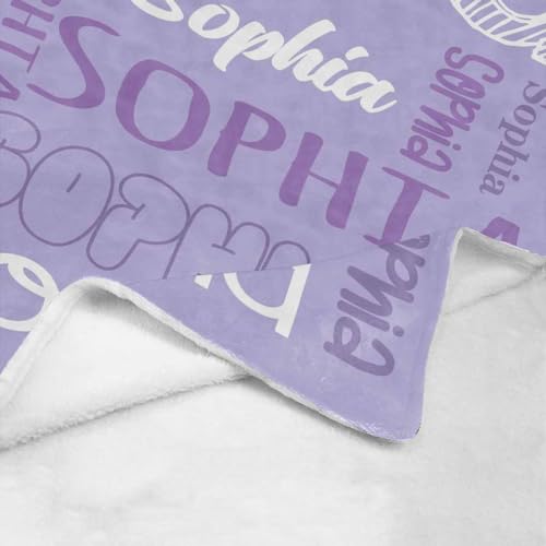Custom Baby Blanket,Personalized Name Throw Blankets for Girls Boys Kids Baby Newborn Customized Gifts for Birthday Christmas - color: Design 01-purple