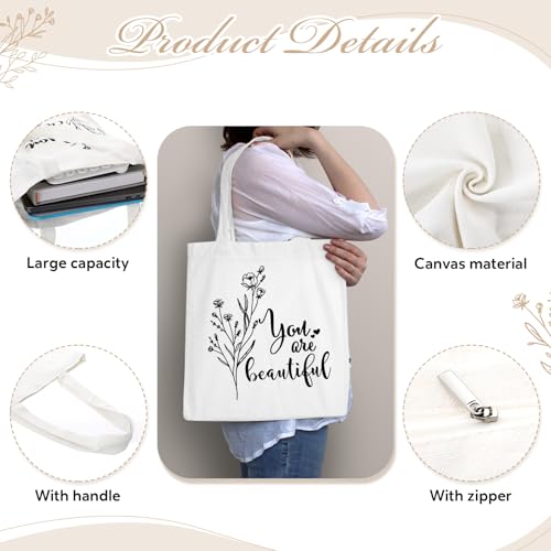 Sieral 10 Pcs Canvas Tote Bags, Floral - style: Floral