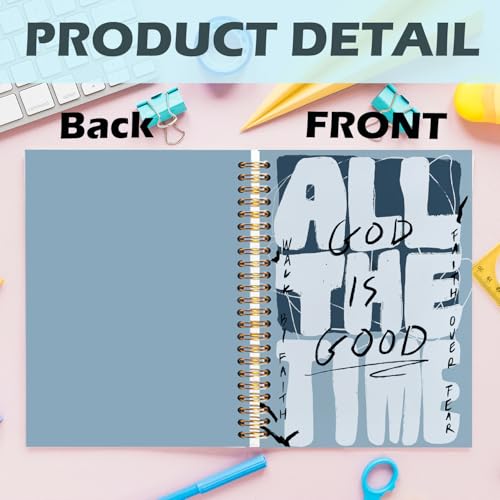 Yhtrg Blue Christian Spiral Notebooks, God Is Good All the Time Bible Journal Notebook, Bible Jesus Notebook for Note Taking, Christian Gifts for Women Men, 5.5x8.3 Inch - color: god1