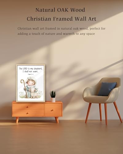 KensTro 12x16 Oak Framed Psalm 23:1 Scripture Wall Art - color: God's Provision-Framed, size: 16"L x 12"W