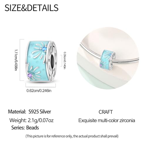 Clip Stopper Beads Fit For Pandora Bracelet, Spacer Charms For Bracelets - color: Blue Fireworks-2Pack
