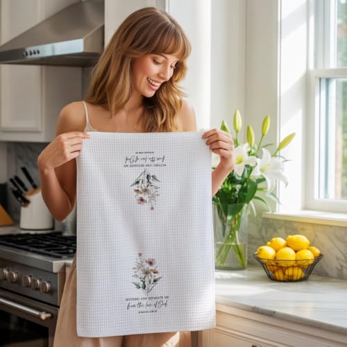 Christian Religious Gifts Kitchen Towels, Bible Verse Decorative Towels for Bar Kitchen, Nothing Can Separate Me - color: Orange