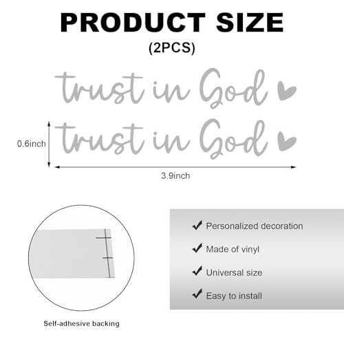 DXNQ 2PCS Trust in God Rearview Mirror Decals, Automotive Vinyl Rear View Mirror Decorative Stickers, Waterproof Trust in God Stickers for Car Truck Laptop, Car Accessories (Silver) - color: Silver, size: 2PCS