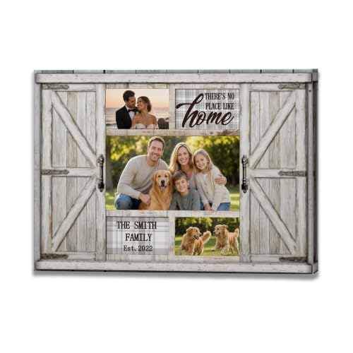 Ipplee Custom Canvas Wall Art Barn Door Style No Place Like Home for Family - color: Design06