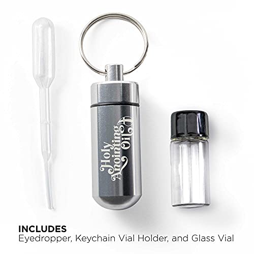 Logos Trading Post Anointing Oil Bottle with Silver Keychain Container - color: Silver