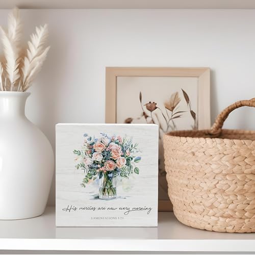Lamentations 3:23 Bible Verse Sign, Christian Birthday Gifts for Women - color: White04