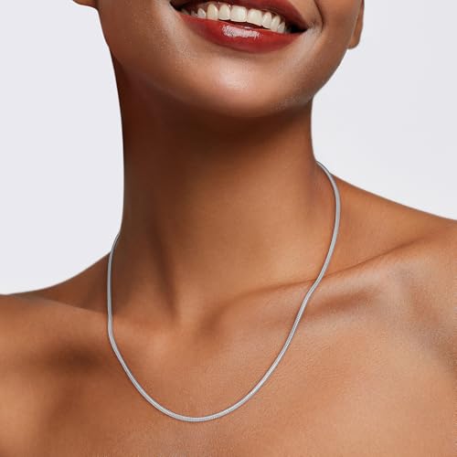 Jewlpire 1.5mm 2mm 2.5mm Snake Chain 18k Gold Plated 925 Sterling Silver Chain Necklace for Women, Smooth Sturdy Hypoallergenic, 16 18 20 22 24 Inch - color: 2.0mm Silver, size: 22 Inches
