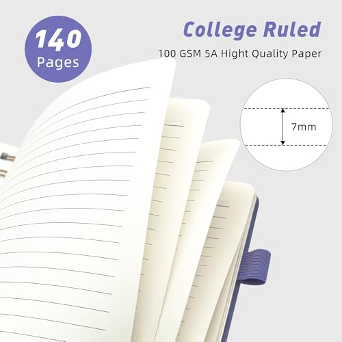 LEAGIM Lined Spiral Journal Notebook for Women & Men, College Ruled Hardcover Notebook for Work & Note Taking, Journals for Writing, 100 GSM, Business, School, 140 Pages, A5(5.8"x8.5") - Purple - color: Purple