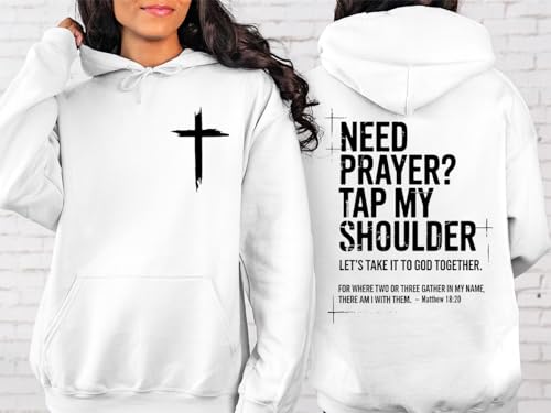 Christian Sweatshirts For Women Need Prayer Tap My Shoulder Sweatshirt Need Prayer Tap My Shoulder Hoodie - color: Black-1, size: Large