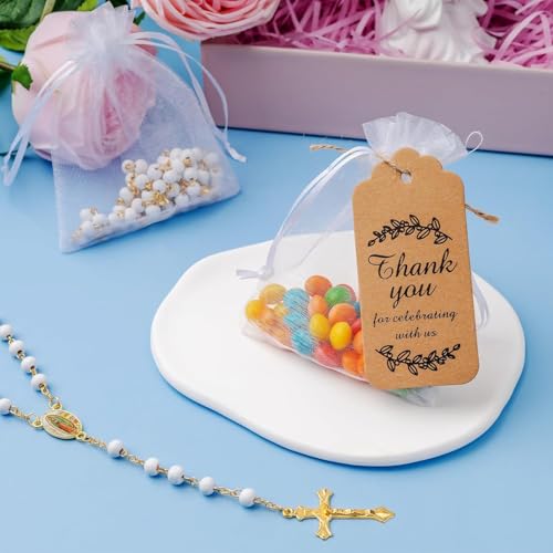 48 Pcs Gold Virgen Guadalupe Scented Rosary Baptism First Communion Party - color: 48pcs Gold