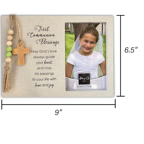 Abbey + CA Gift First Communion Blessings Picture Frame, First Communion Gift for Catholic Girls and Boys, For 4 x 6 Inch Photo - color: First Communion