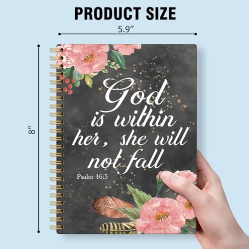 God Is Within Her, She Will Not Fall Hardcover 160 Pages Lined Spiral Notebooks, Flowers Journal, Christian Bible Journal Notebooks, Team Diary, Employee Appreciation Gifts for Coworker Mentor - color: Multi
