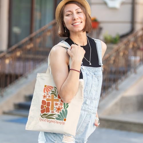 Inspirational Christian Gifts Canvas Tote Bag for Women, Christmas Friendship Birthday Religious Grocery Bags - color: Lovedmeasure