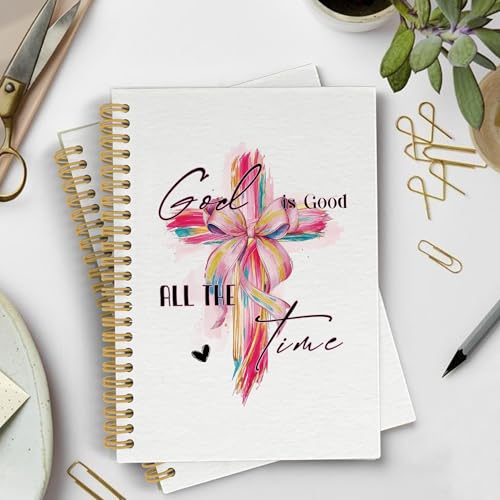 YLZlhb Coquette Pink Bow Christian Cross Spiral Notebook Journal, Bible Verse Notebooks for Note Taking, Christian Gifts for Women, God Is Good All the Time Hardcover Spiral Journal 5.5x8.3 Inches - color: Cross1