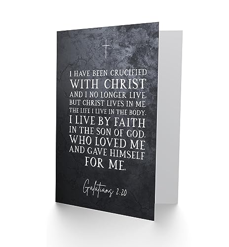 Artery8 Galatians 2:20 Christ Lives in Me I live By Faith in the Son Of God Christian Bible Verse Quote Scripture Typography Sealed Greeting Card Plus Envelope Blank inside - color: Christ Lives in Me