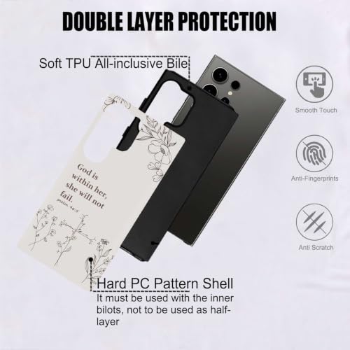 Christian Cross Faith Bible Verses Phone Case for Samsung Galaxy S24 Ultra, Shockproof Soft TPU & Hard PC Hybrid 2-Layer Protective Phone Cover for Women Girls Gray - color: Gray, size: Galaxy S24 Ultra