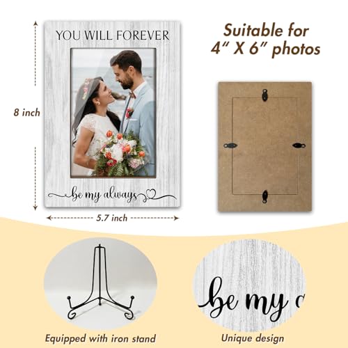 Wedding Gifts Wooden Picture Frames 4x6 - You Will Forever Be My Always, Engagement Photo Frame With Stand for Engaged Couples, Proposal Picture Frame Display Frame Home Decor (Horizontal) -32 - style: You Will Forever Be My Always