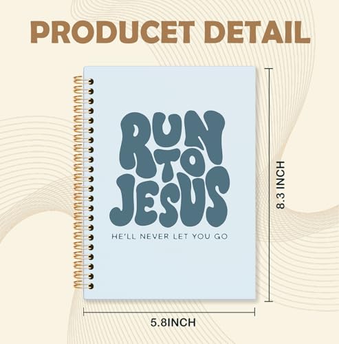 Rrose red Christian Spiral Notebook, Run to Jesus Bible Verse Journal, Religious Scripture Journals for Writing, Bible Notebooks for Note Taking, Church Notes Journal, 5.5x8.3 Inch - color: God-Rrose red