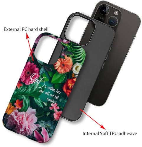Magnetic Phone Case Compatible for iPhone 17 Air 5G,Compatible with Magsafe,Two Layer Protection Heavy Duty Cover,Gorgeous Flowers with Bible Verse 46:5 - color: Gorgeous Flowers with Bible Verse 46:5, size: For iphone 17 Air 5G