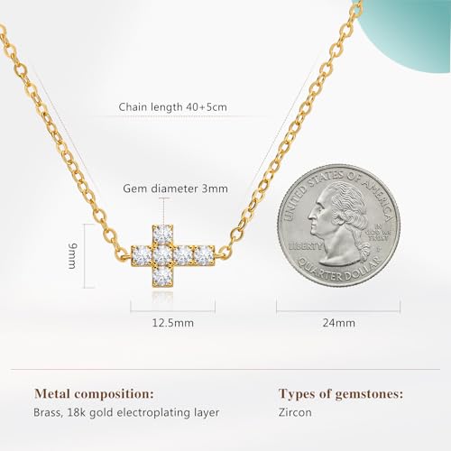 Cicy Bell Cross Pendant Necklace 18k Gold Plated Layered Necklaces - color: Style K- Gold