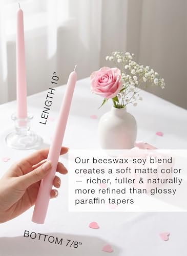 12PK 10" Classic Taper Candles, Pale Pink, 7-8 Hours Long Burning, Unscented Tall Candlesticks - color: Pale Pink, size: 12PK