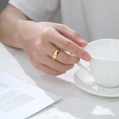 VQYSKO Tungsten Carbide Wedding Cigar Domed Band Ring Men Women 5-14 - color: Gold-6mm
