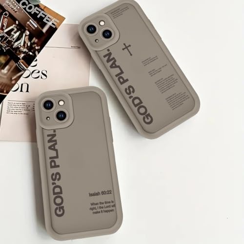 God's Plan Isaiah 60:22 Bible Verse Jesus Cross Christian Brown Phone Case for iPhone 14 Case Shockproof Soft Protective for Women Men Cover Funda for iPhone 14 6.1 Inch - color: Brown