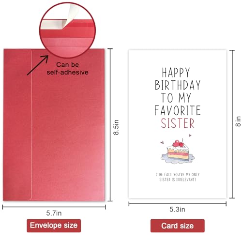 Funny Birthday Card for Sister, Sister Birthday Card, Sibling Birthday Card, Happy Birthday To My Favorite Sister Card - color: #95