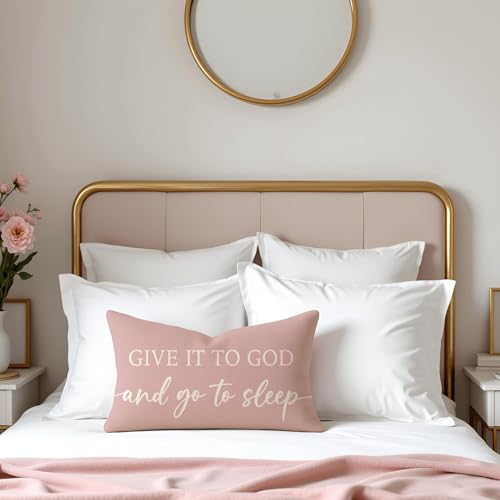 Dusty Rose Pink Throw Pillow Covers 12x20 Set of 2, Christian Decor - color: Dusty Rose