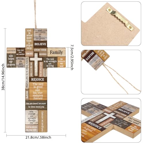 Jetec Cross Wall Decor Christian Religious Wooden Cross, 15 x 8.5 Inch - size: 15"L x 8.7"W