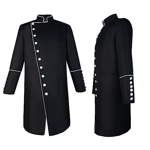 Men's Cassock Choir Short Cassock Minister Robe Clergy Pulpit Liturgical Church Top Coat - color: Black, size: XX-Large