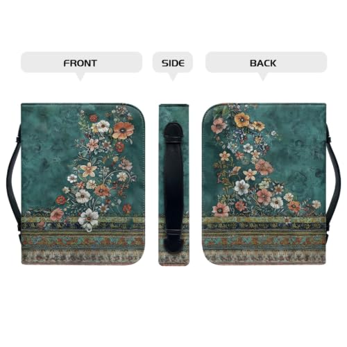 Ethnic Floral Bible Cover Case for Women PU Leather Bible Book Case Lightweight Portable Brief Case Stationary Supplies Storage - color: Ethnic Floral, size: 2X-Large