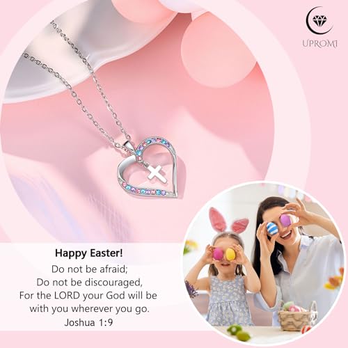 UPROMI Cross Necklace for Girls Back to School Baptism Graduation Gifts - style: Happy Easter