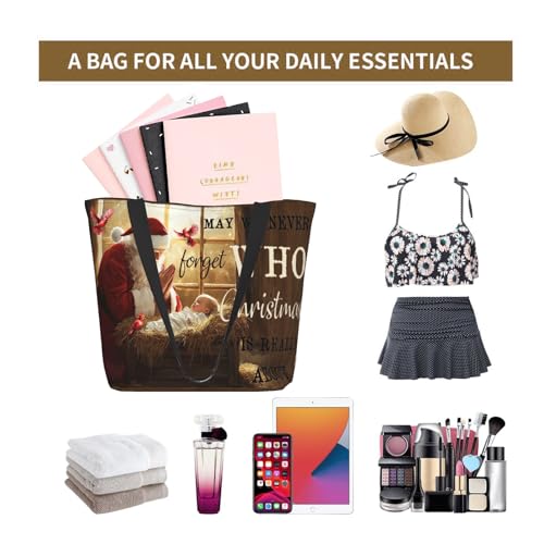 Funny Christian Tote Bags For Women With Zipper Christian Gifts For Work Gym Travel Beach Women With Large Capacity - color: Christmas-2