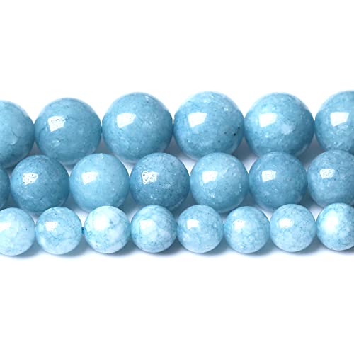 Blue Chalcedony Natural Stone Beads Gems Round Loose Beads Jewelry Making DIY Bracelet Necklace Accessory 1 Strand 45PCS 8MM 15" - color: Blue Chalcedony, size: 8MM