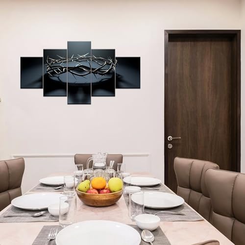ARNLRDYA Crown of Thorns Wall Art Christian Canvas Printings Wall Decor for Living Room Bedroom Decoration Crucifixion of Jesus Christ Picture Religious Poster Framed Ready to Hang(60''Wx32''H) - color: Artwork-006