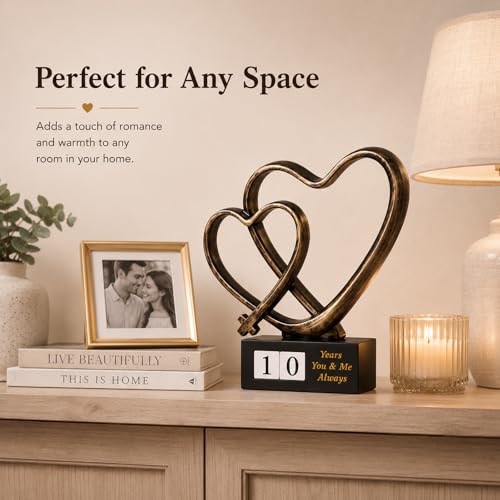 for Couples, Cross Heart Statue with Year Blocks