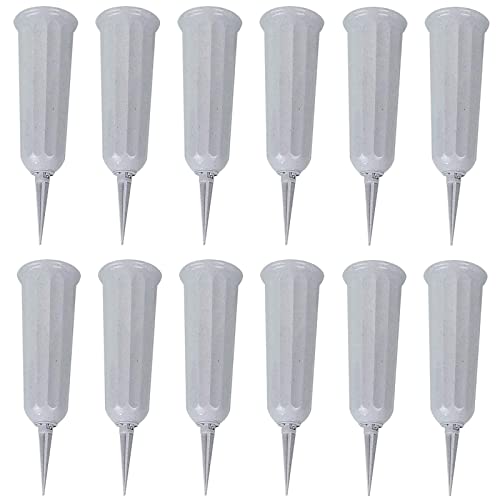 Cemetery Vases for Grave Flower Holder for Cemetery Vases with Spikes Cemetary Vase Grave Flower Holder Plastic Vase for Cemetery Flowers 12 Pack - color: Gray