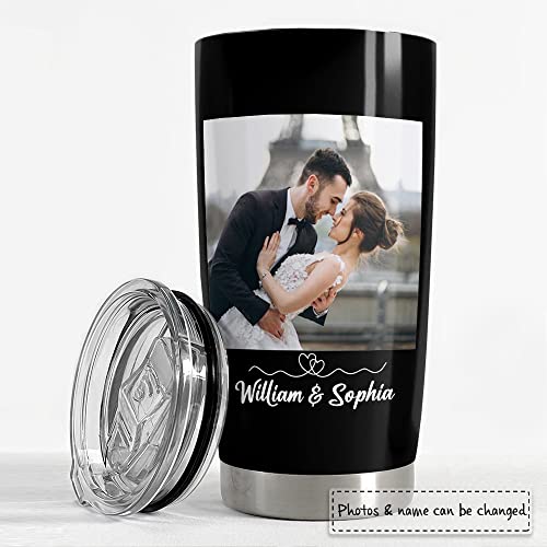 SANDJEST Personalized Photo Tumbler for Couple with Message Tumblers 20 30 oz Stainless Steel Insulated Travel Mug Anniversary Christmas Birthday Gift for Boyfriend Girlfriend Husband Wife - color: Photo 1