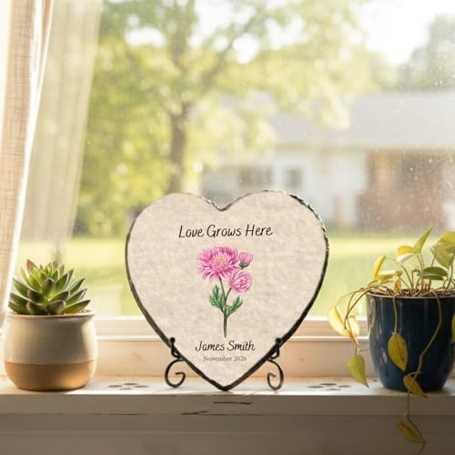 Pregnancy Announcement Gift for Grandma Personalized - Custom Stone Plaque - Promoted to Grandma Gift for Nana, Mimi & Gigi - Unique Baby Reveal Keepsake with Name & Due Date Gifts (S-203) - color: S-203