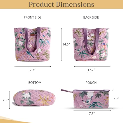 Maison d' Hermine Shopping Bags Cotton Quilted Tote Bag with Zipper Pockets - color: 010 - Hokuzai - Violet