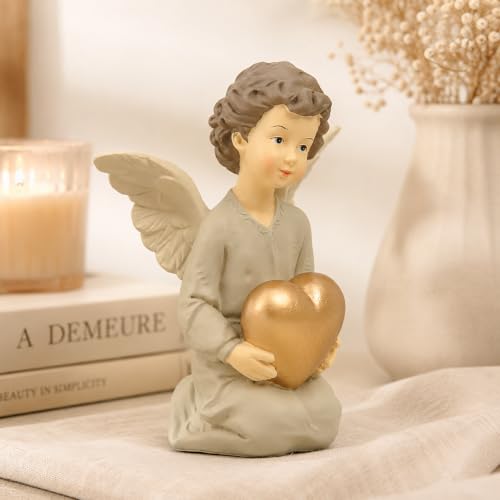 Kneeling Angel Girl Figurine With Heart, 5.12 Inch Resin Guardian Angel - style: 5.12'' Angel w heart on base