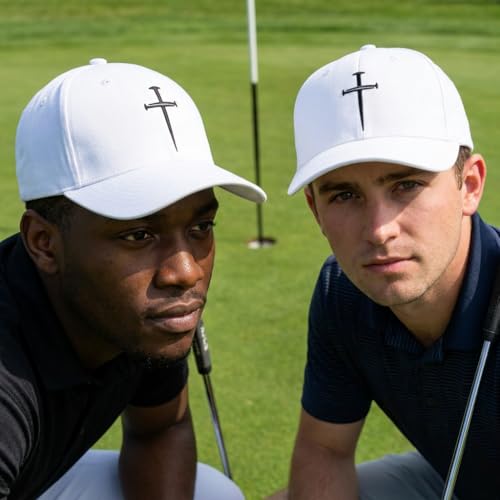 Three Nails Cross Christian Hats, Embroidered Baseball Caps for Adults - color: White