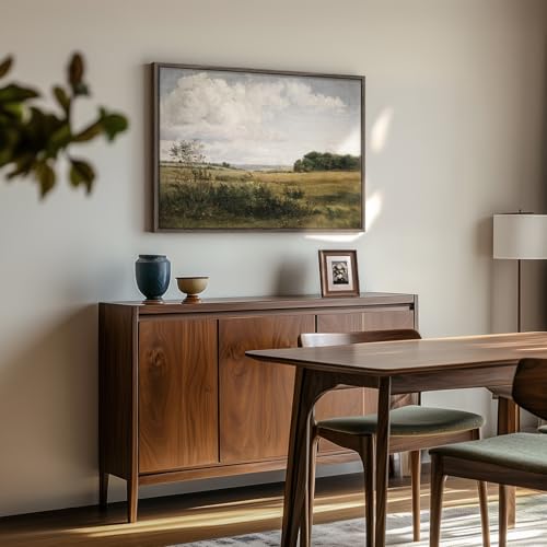 Framed Vintage Landscape Canvas Wall Art, 24x36 In - color: Grassland