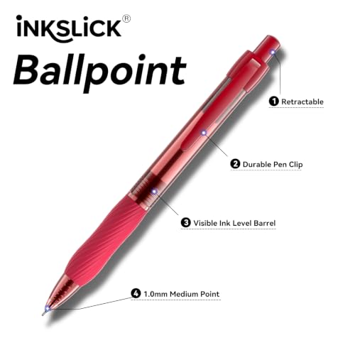 50 Pack Red Ink Ballpoint Pen with Soft Grip, Bulk Pens 1.0mm - color: Red
