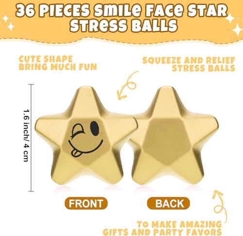 DEEKIN 72 Pcs Star Foam Relief Toys for Teens, Adults, Smile Face - style: Smile Face
