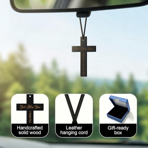 God Bless You Cross Car Ornament, Christian Faith Gift - color: God Bless You