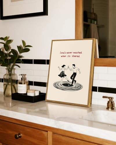 WHASAYART Love's Never Wasted When Its Shared Quote Framed Canvas Wall Art - color: Dancing Music