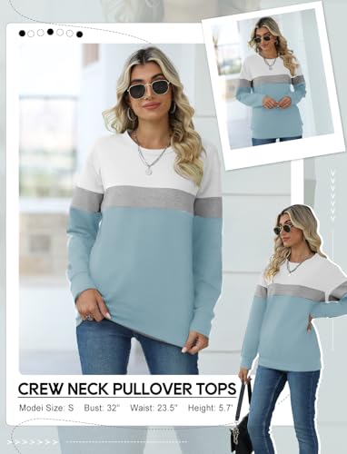 TICTICMIMI Women's Casual Crewneck Sweatshirts Cute Loose Fit with Pockets - color: A-blue, size: Large