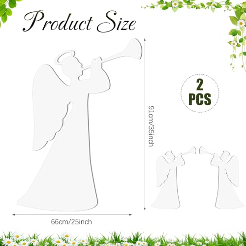 Barydat 2 Pcs 35'' Christmas Angels Outdoor Decoration Large Trumpeting Angel Nativity Scene Yard Sign Religious PVC Waterproof Decor with Stake for Yard Garden Lawn Christmas Home Patio Outdoor